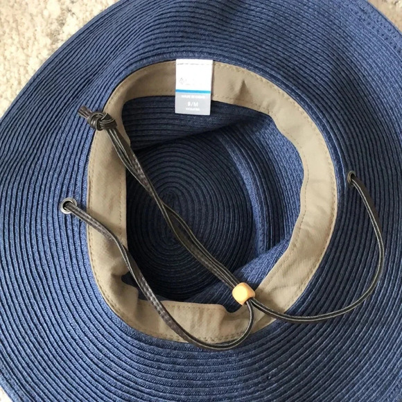 Columbia Global Adventure packable Wide Brim Chin Strap  Straw Hat navy blue - Picture 6 of 7